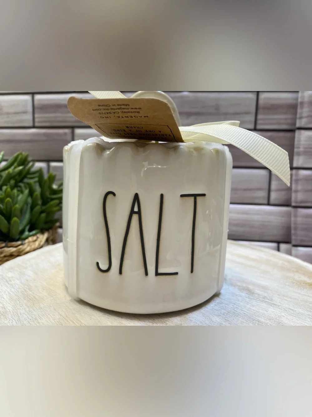 Rae Dunn ❤️Farmhouse “SALT “ceramic jar w/ lid NWT